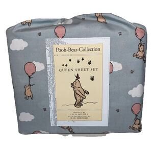 Disney Pooh-Bear Collection Gray and Pink Balloon Sheet Set